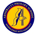 Admiralty Primary School logo featuring a torch symbol on yellow background within blue circular border